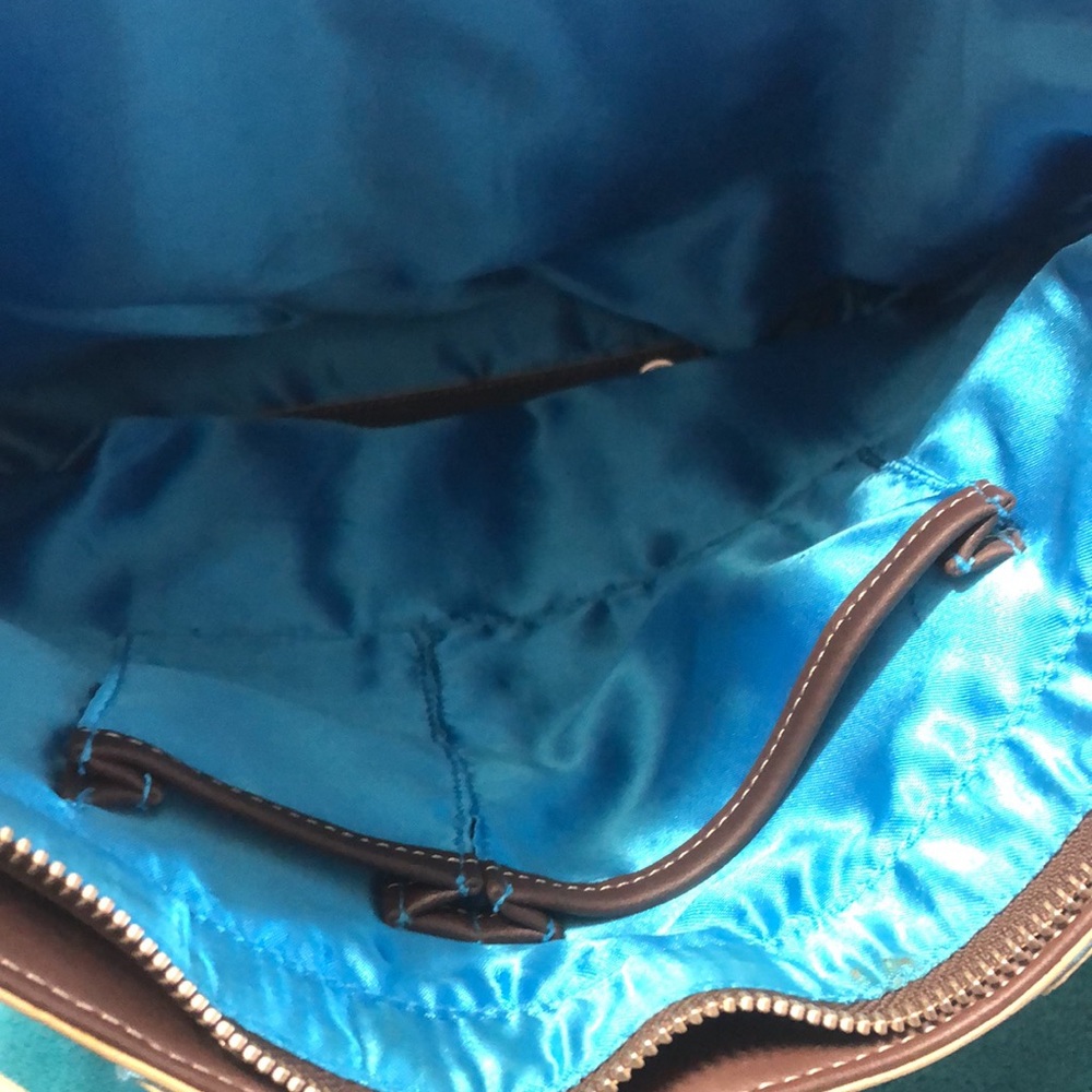 Brown leather Franco Sarto, leather bag with turquoise lining - Picture 5 of 7